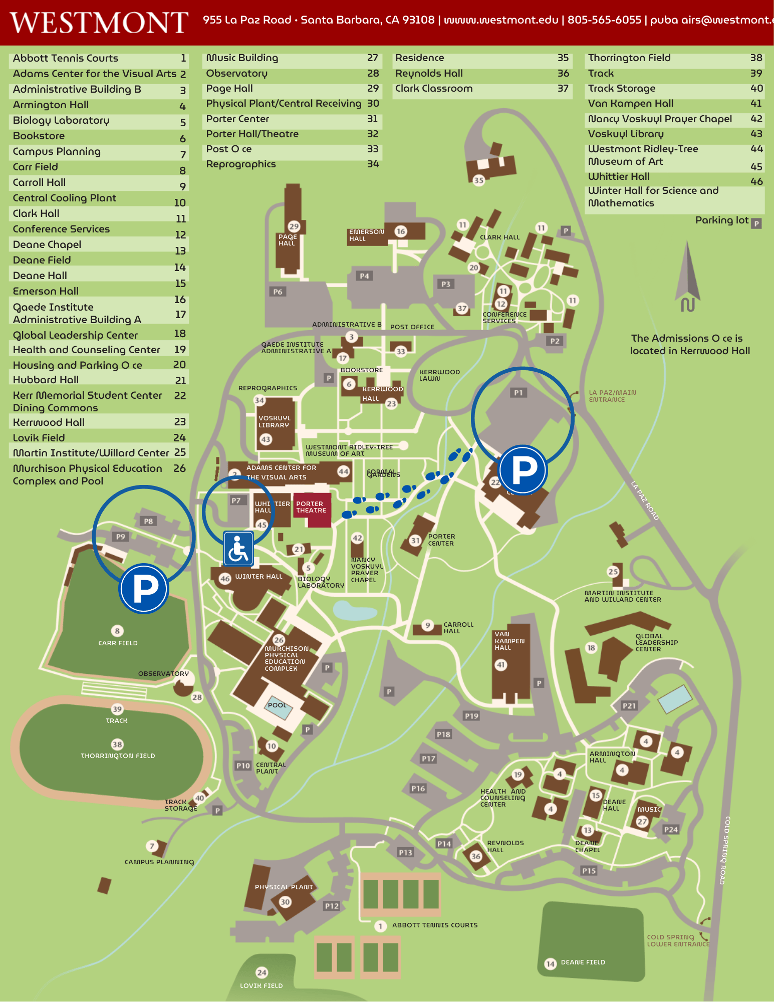 Westmont Porter Theater Map